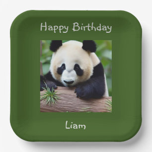 Plato De Papel Feliz cumpleaños, Cute Panda