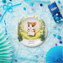 Plato De Papel Feliz cumpleaños de Meadow Hamster