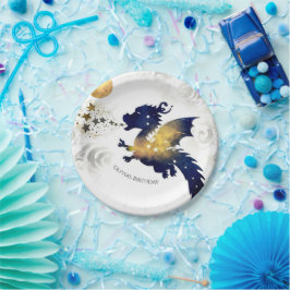 Plato De Papel Feliz cumpleaños de Pastel Dragon