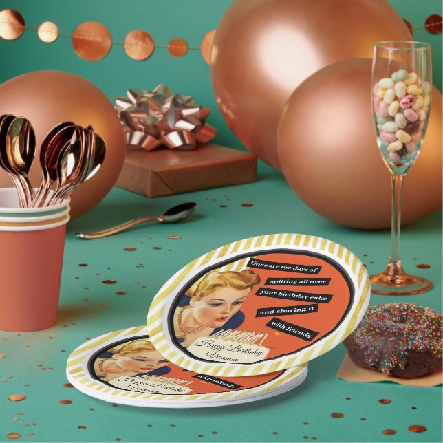 Plato De Papel Feliz cumpleaños destripando velas de divertida ép (Multi)