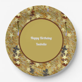Plato De Papel Feliz Cumpleaños Estrellas Brillantes Glitzy Fiest