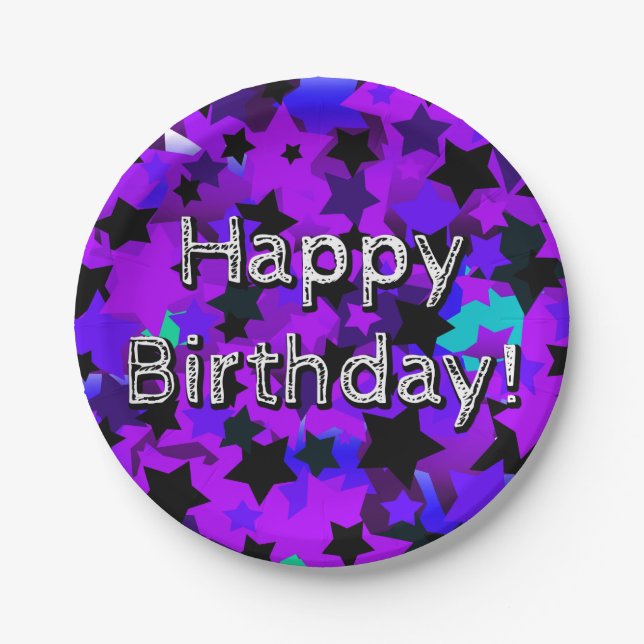 Plato De Papel ¡Feliz cumpleaños! Estrellas de punk (Anverso)