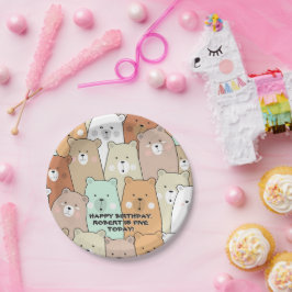 Plato De Papel Feliz cumpleaños Fiesta Bears