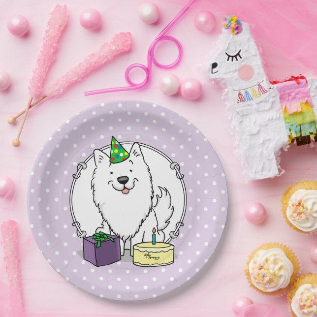 Plato De Papel Feliz cumpleaños Fiesta estadounidense Eskimo Dog  (Fiesta)