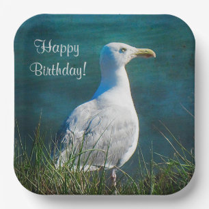 Plato De Papel Feliz cumpleaños Gaviota