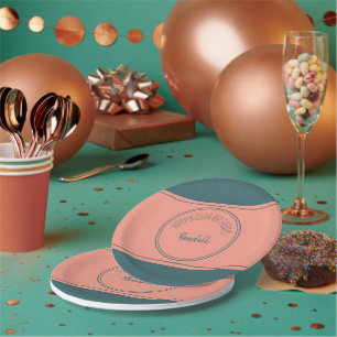 Plato De Papel Feliz cumpleaños Geométrico Doble Círculo Verde az