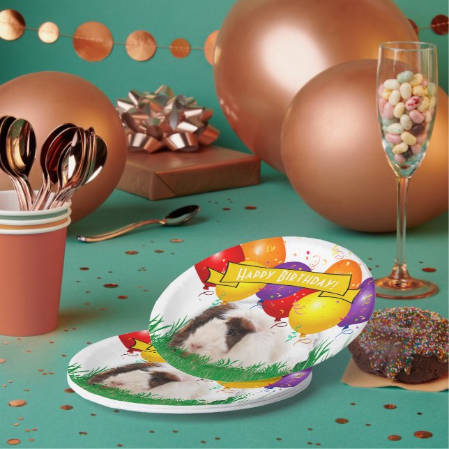Plato De Papel Feliz cumpleaños, globos de Fiestas de cerdo de Gu (Multi)