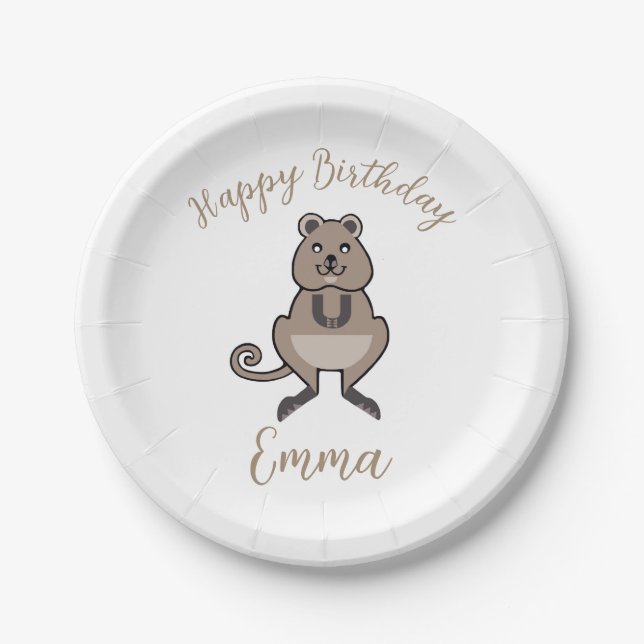 Plato De Papel Feliz cumpleaños - Gráfico QUOKKA - Naturaleza - F (Anverso)