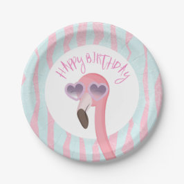 Plato De Papel Feliz cumpleaños Guay Flamingo