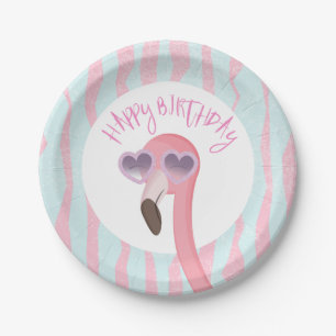 Plato De Papel Feliz cumpleaños Guay Flamingo