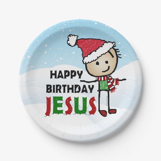 Plato De Papel Feliz cumpleaños Jesús (Anverso)