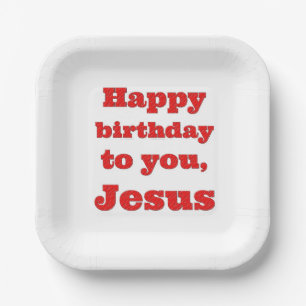 Plato De Papel Feliz cumpleaños, Jesús, regalo de Navidades