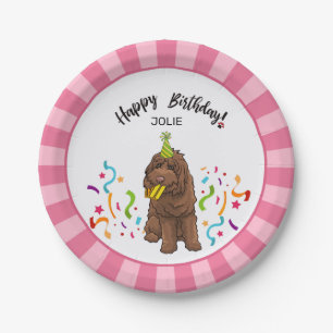 Plato De Papel Feliz cumpleaños Labradoodle Perro Fiesta de la f