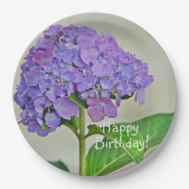 Plato De Papel Feliz cumpleaños Lavanda Hydrangea