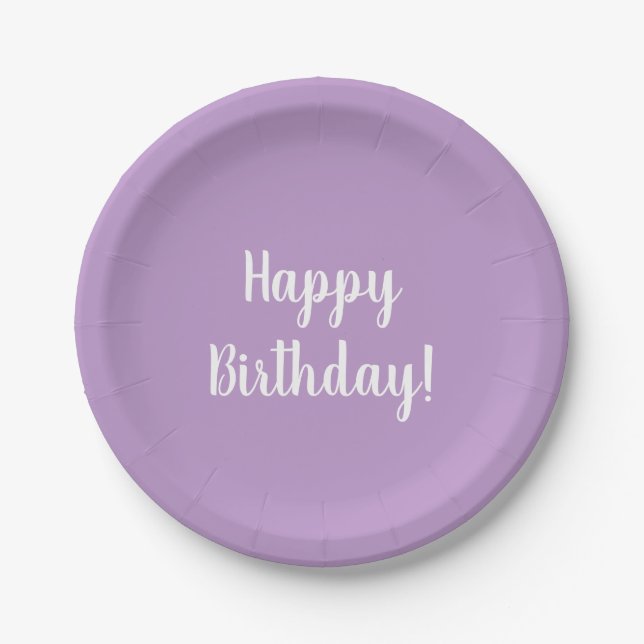 Plato De Papel Feliz cumpleaños Morple Lilac Birthday Party (Anverso)