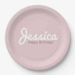 Plato De Papel Feliz cumpleaños, nombre de Personalizable Oro r