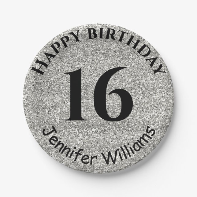 Plato De Papel Feliz cumpleaños nombre personalizado año de edad  (Anverso)