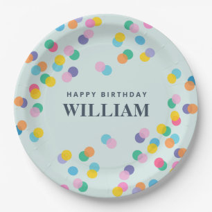 Plato De Papel Feliz Cumpleaños Nombre Personalizado Confetti Min