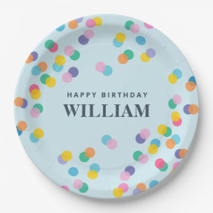 Plato De Papel Feliz cumpleaños nombre personalizado Confetti Pas