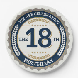 Plato De Papel Feliz cumpleaños número 18