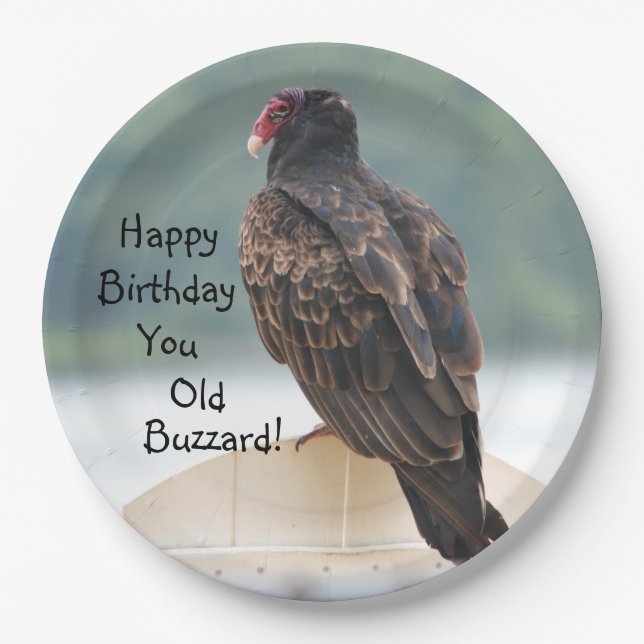 Plato De Papel Feliz cumpleaños Old Buzzard (Anverso)