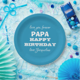 Plato De Papel Feliz cumpleaños PAPA Script Nombre Moda moderna