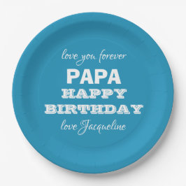 Plato De Papel Feliz cumpleaños PAPA Script Nombre Moda moderna