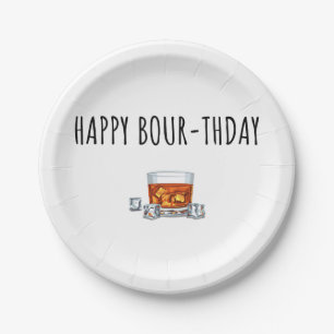Plato De Papel Feliz cumpleaños para los amantes del borbono