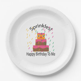 Plato De Papel Feliz Cumpleaños Para Mí Purpurina