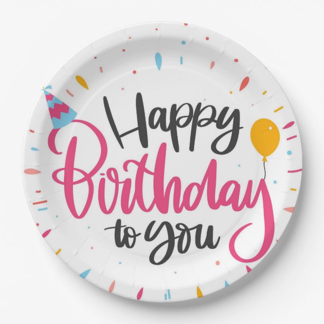 Plato De Papel Feliz Cumpleaños Para Ti (Anverso)