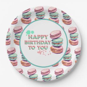 Plato De Papel Feliz Cumpleaños Para Ti Macaron