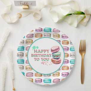 Plato De Papel Feliz Cumpleaños Para Ti Macaron