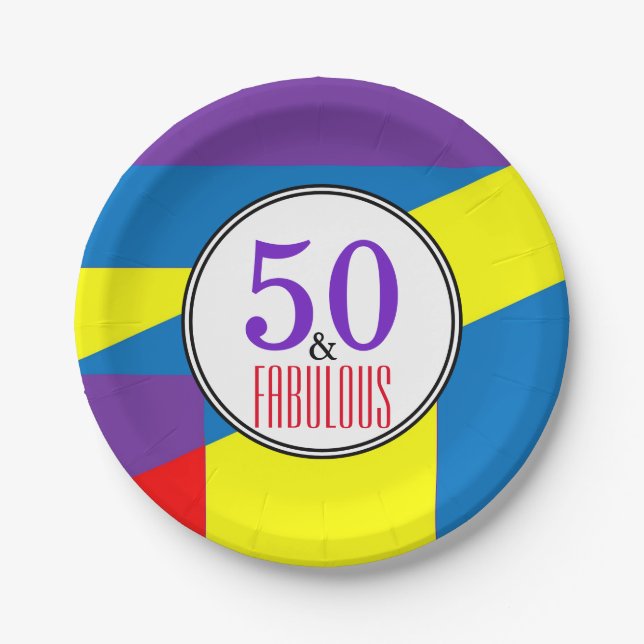 Plato De Papel Feliz cumpleaños | Patrón de bandas (Anverso)