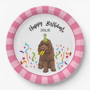 Plato De Papel Feliz cumpleaños perro perro perro perro de garba