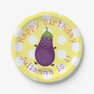 Plato De Papel Feliz cumpleaños personalizado de eggplant persona