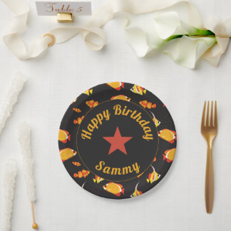 Plato De Papel Feliz Cumpleaños Pez Tropical