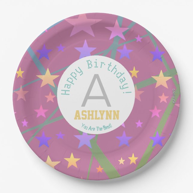 Plato De Papel Feliz cumpleaños Placa de papel personalizada HAMb (Anverso)