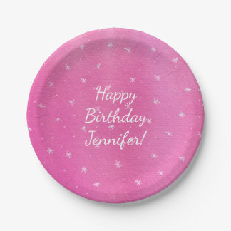 Plato De Papel Feliz cumpleaños, placa personalizada de estrellas