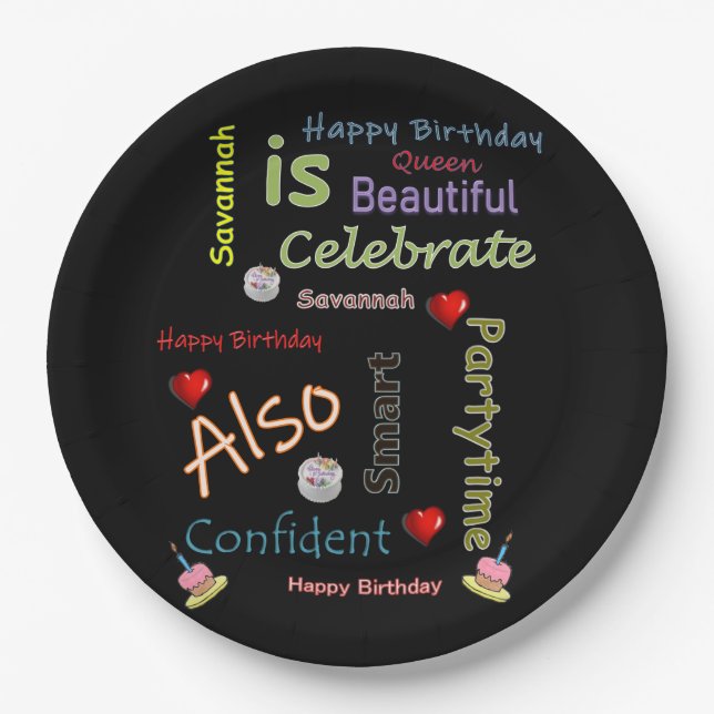 Plato De Papel Feliz cumpleaños Plates Savannah (Anverso)