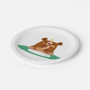 Plato De Papel ¡Feliz cumpleaños, poco oso!! Placas de papel