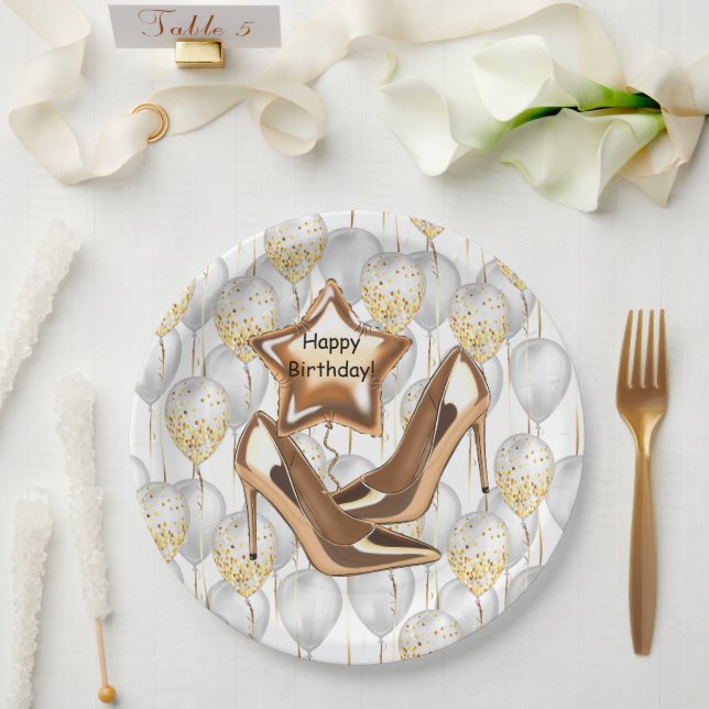 Plato De Papel Feliz cumpleaños señoras  (Boda)