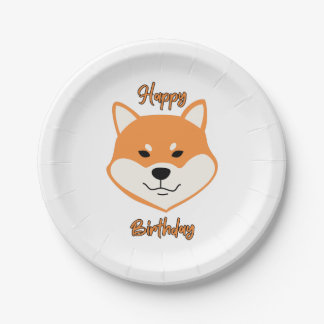 Plato De Papel Feliz cumpleaños Shiba Inu Placas originales de pa