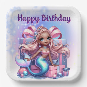 Plato De Papel Feliz Cumpleaños Sirena