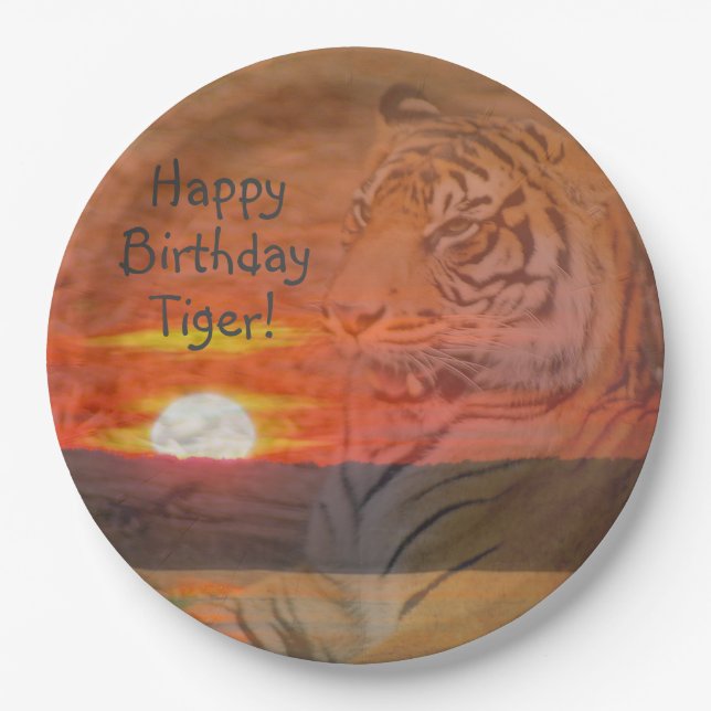 Plato De Papel ¡Feliz cumpleaños Tigre! (Anverso)