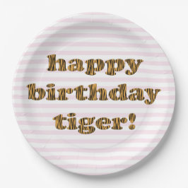 Plato De Papel ¡Feliz cumpleaños tigre! Impresión de tigre divert
