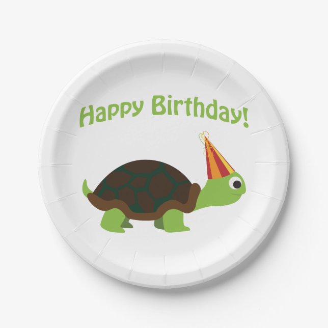 Plato De Papel ¡Feliz cumpleaños! Tortuga (Anverso)