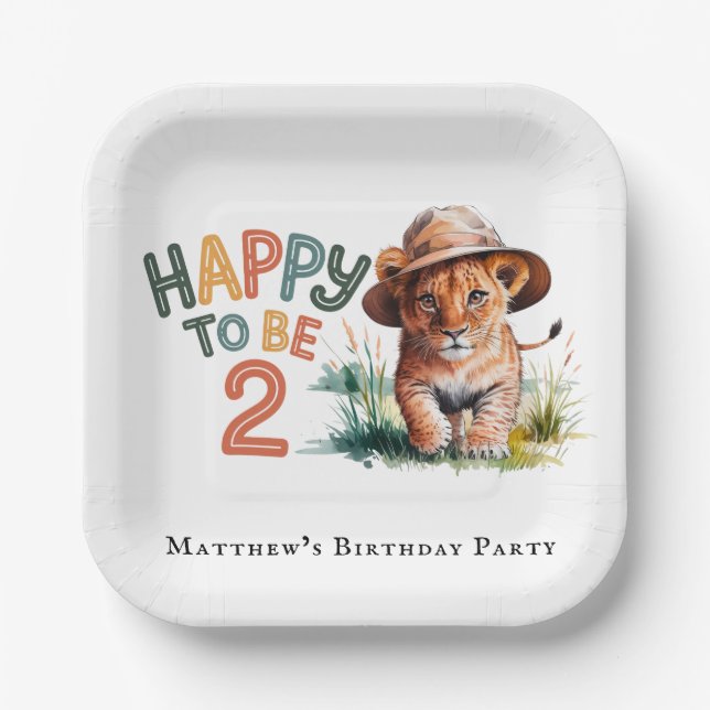 Plato De Papel Feliz De Ser Dos Fiestas De Cumpleaños De La Cub D (Anverso)