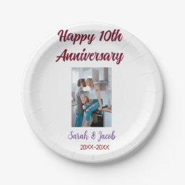 Plato De Papel Feliz décimo aniversario foto boda apellido d