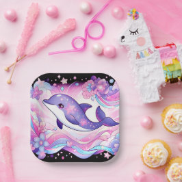 Plato De Papel Feliz delfín Baby Shower