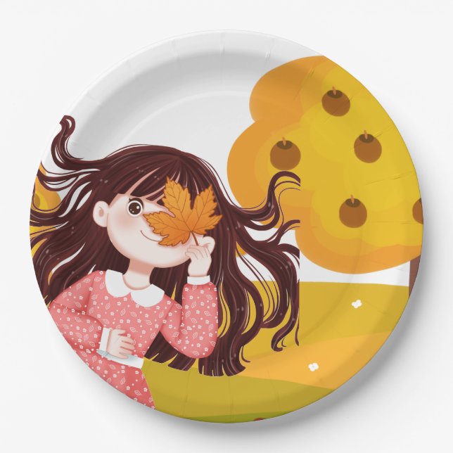 Plato De Papel Feliz Día de Acción de Gracias (Anverso)